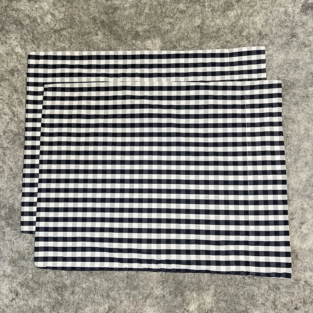 Serena & Lily Full Flat Sheet Pillow Case Set Gingham Navy White Buffalo Check